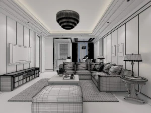 living room scene 01 3D Model