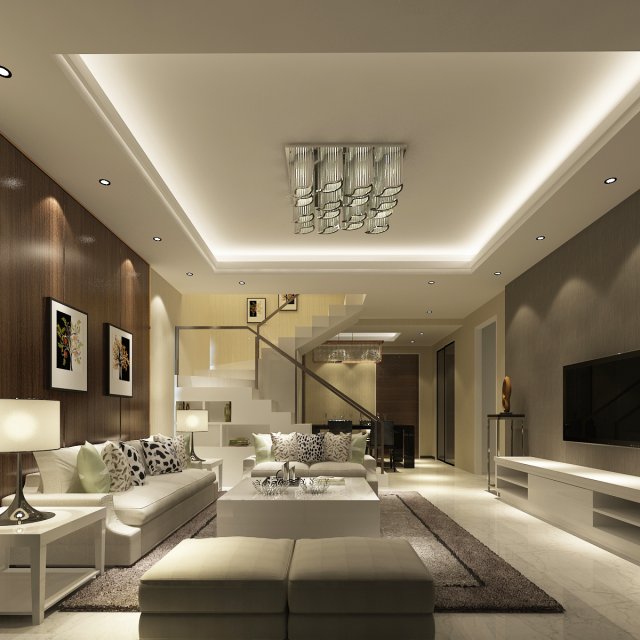living room scene 02 3D Model .c4d .max .obj .3ds .fbx .stl .blend 