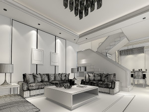 living room scene 02 3D Model