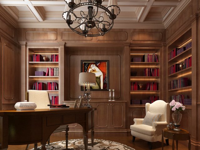 study room interior 01 3D Модель .c4d .max .obj .3ds .fbx .stl .blend 
