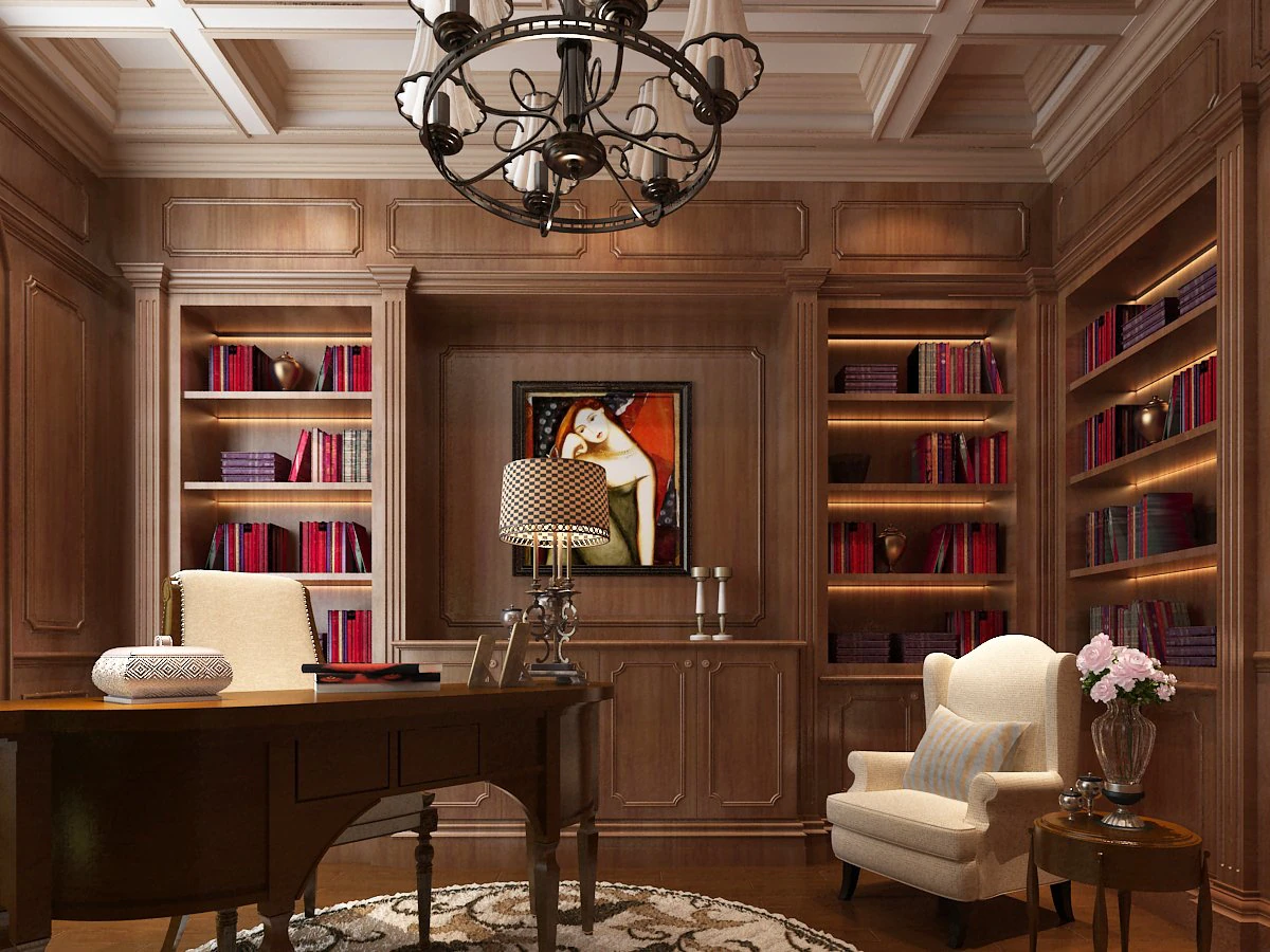 study room interior 01 3D Model .c4d .max .obj .3ds .fbx .stl .blend