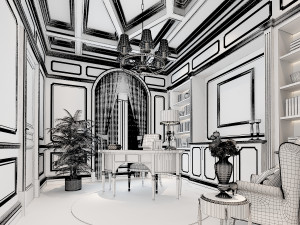 study room interior 01 3D Модель
