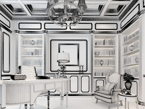 study room interior 01 3D Модель
