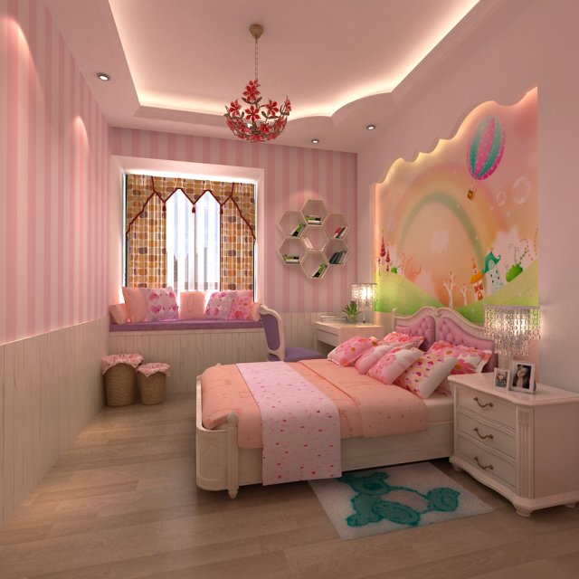girls room 3D मॉडल .c4d .max .obj .3ds .fbx .stl .blend 