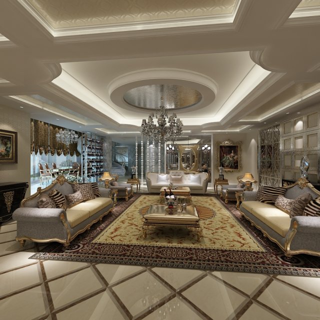 classical style interior 3D 모델 .c4d .max .obj .3ds .fbx .stl .blend 