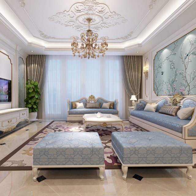 classic living room 01 Model 3D .c4d .max .obj .3ds .fbx .stl .blend