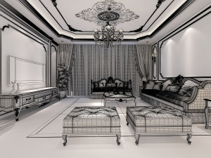 classic living room 01 3D Model