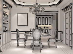 classic living room 01 3D Model