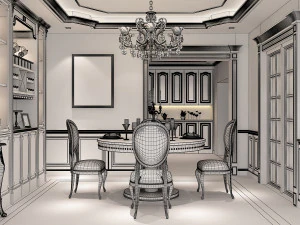 classic living room 01 3D Model