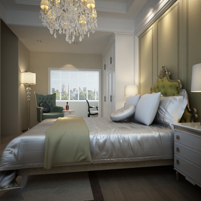 bedroom interior scene 05 3D Model .c4d .max .obj .3ds .fbx .stl .blend 