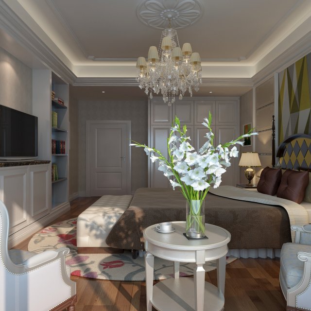 bedroom interior scene 06 Modèle 3D .c4d .max .obj .3ds .fbx .stl .blend 