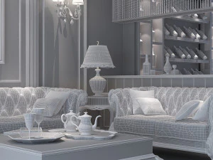 european style living room 3D Model