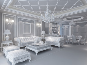 european style living room 3Dモデル