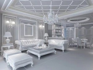 european style living room 3D Model