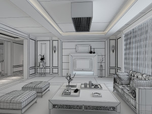 modern living room 3D Model