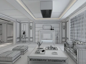modern living room 3D Model