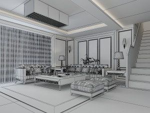 modern living room 3D Model