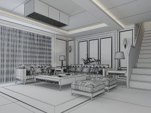 modern living room 3D Model