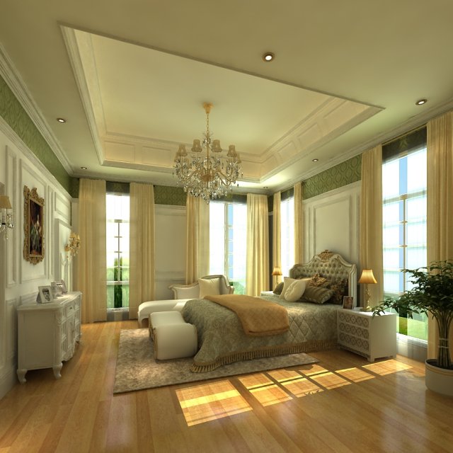 bedroom interior 03 3D 模型 .c4d .max .obj .3ds .fbx .stl .blend 