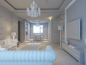 living dining room scene 3D Model