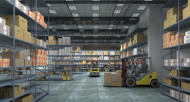 warehouse interior 3D Model .c4d .max .obj .3ds .fbx .stl .blend 