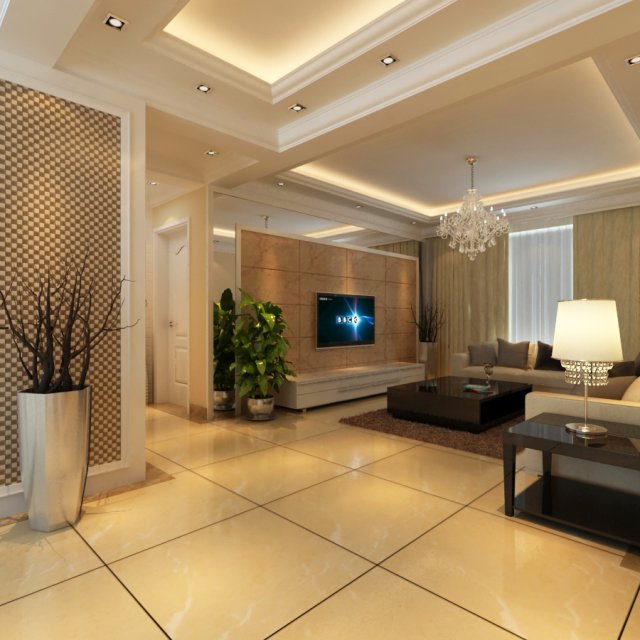 modern living room 3D Model .c4d .max .obj .3ds .fbx .stl .blend 