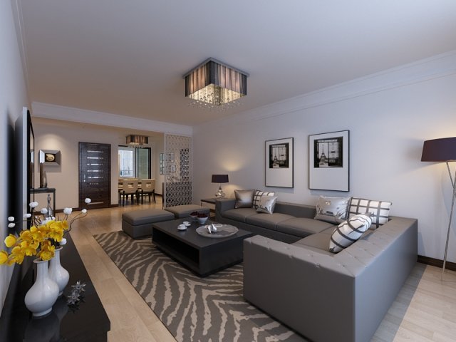 living and dining room 01 Modelo 3D .c4d .max .obj .3ds .fbx .stl .blend