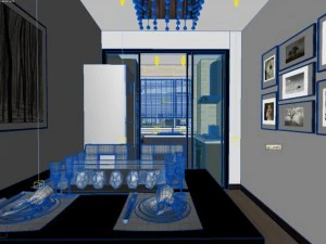 living and dining room 01 3D Model