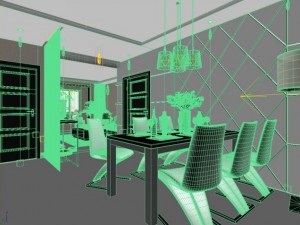 high quality living  dining room 03 3D Model
