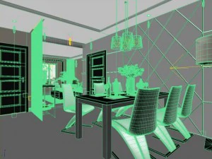 high quality living  dining room 03 3D Model