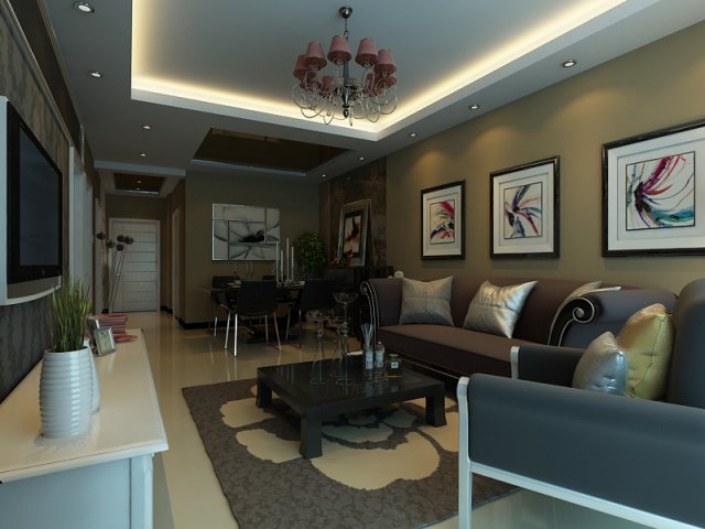 high quality living dining room 04 3D Модель .c4d .max .obj .3ds .fbx .stl .blend