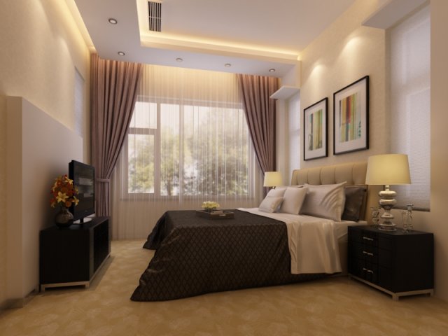 bedroom or hotel room 03 3D Model .c4d .max .obj .3ds .fbx .stl .blend