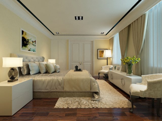 bedroom or hotel room 04 3D 모델 .c4d .max .obj .3ds .fbx .stl .blend 