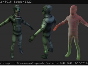 low poly sci fi character 3D-Modell