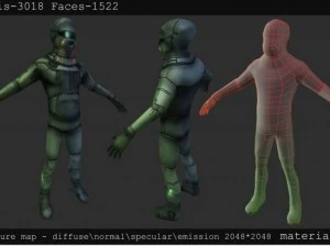 d&uuml;ş&uuml;k poli bilim kurgu karakteri 3D Model