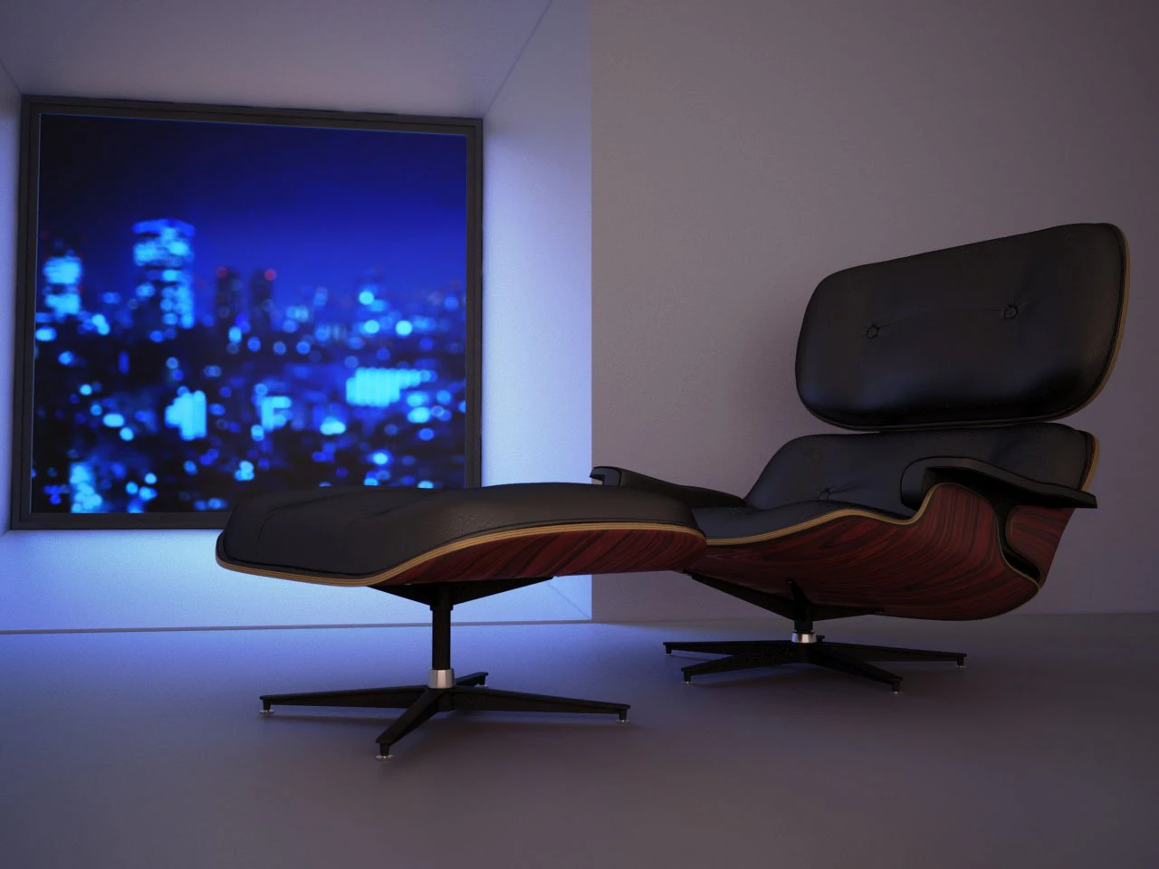eames lounge chair ottoman 3D Model .c4d .max .obj .3ds .fbx .stl .blend