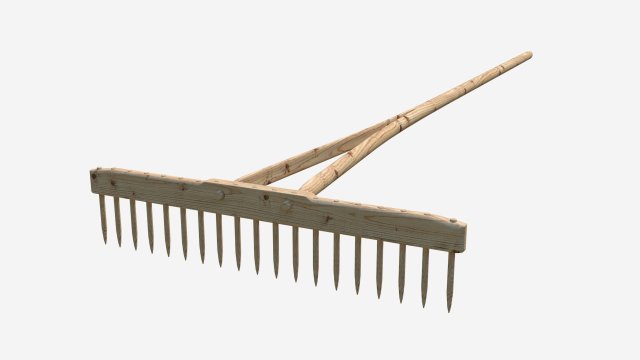 wooden rake Model 3D .c4d .max .obj .3ds .fbx .stl .blend 