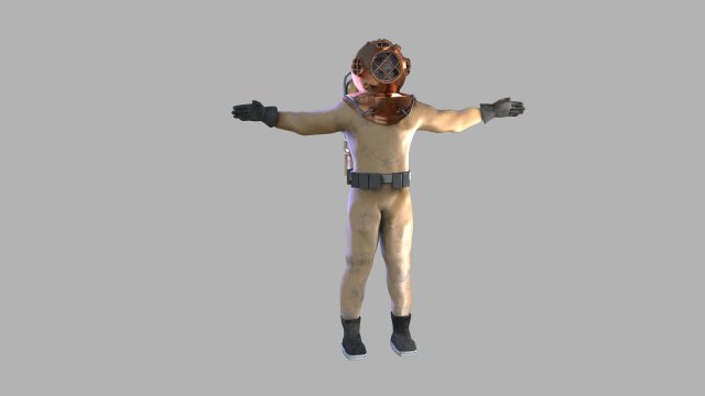 retro diver 3D Model .c4d .max .obj .3ds .fbx .stl .blend 