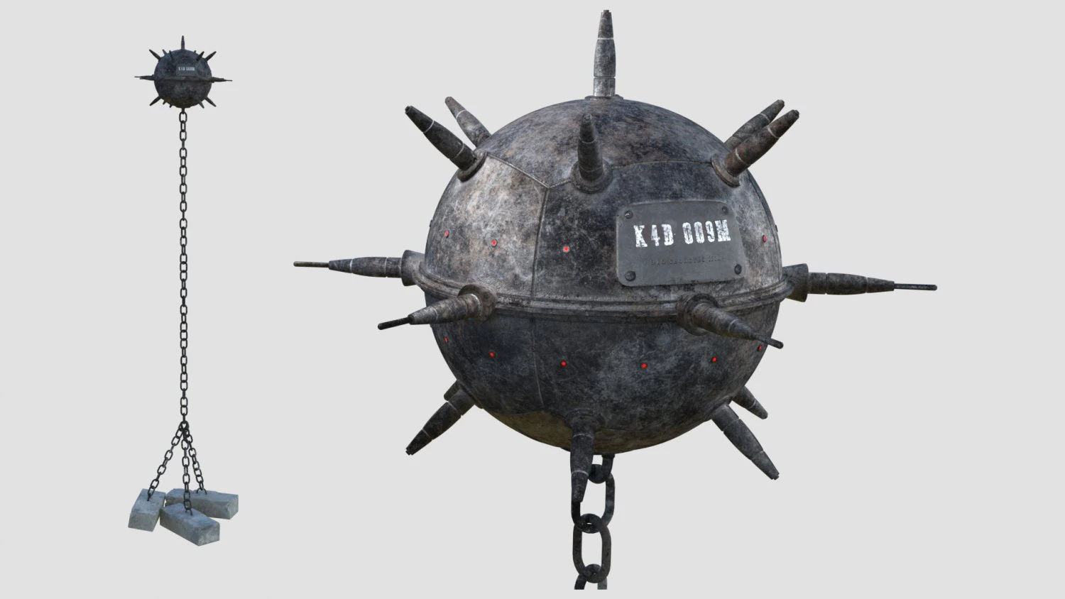 underwater naval mine 3D Model .c4d .max .obj .3ds .fbx .stl .blend 