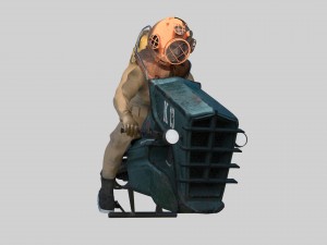 underwater scooter with diver 3D Model