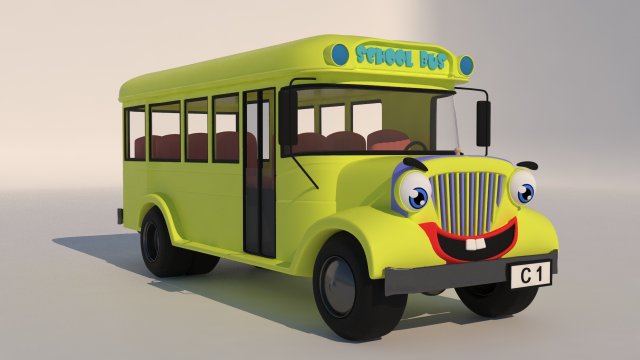 cartoon school bus 3D-Modell .c4d .max .obj .3ds .fbx .stl .blend 