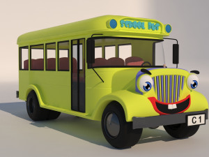 cartoon school bus 3D Model
