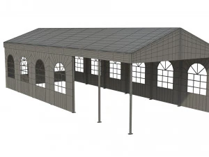 Wedding party tent with windows 3D Model