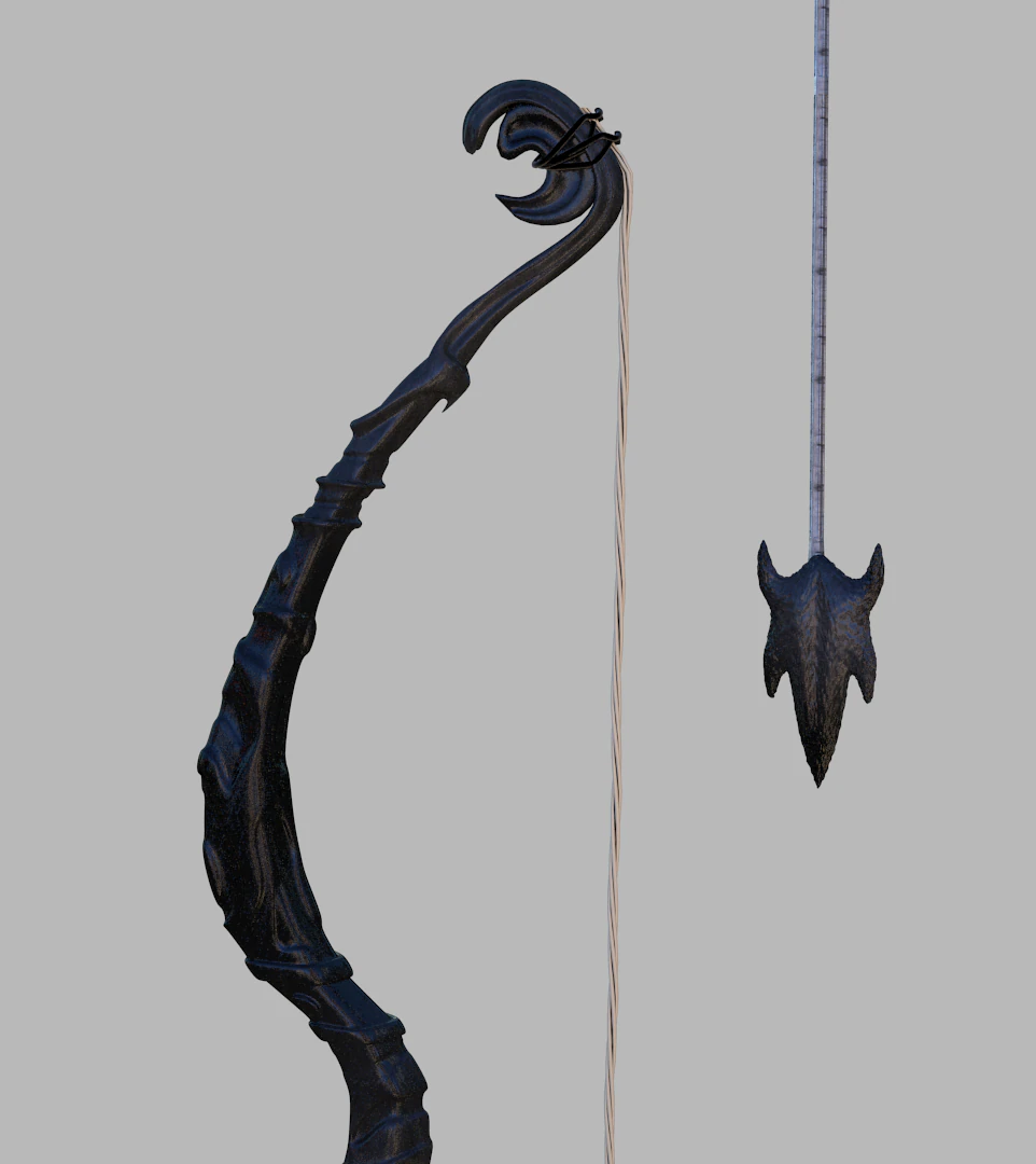 fantasy bow 3D Model .c4d .max .obj .3ds .fbx .stl .blend