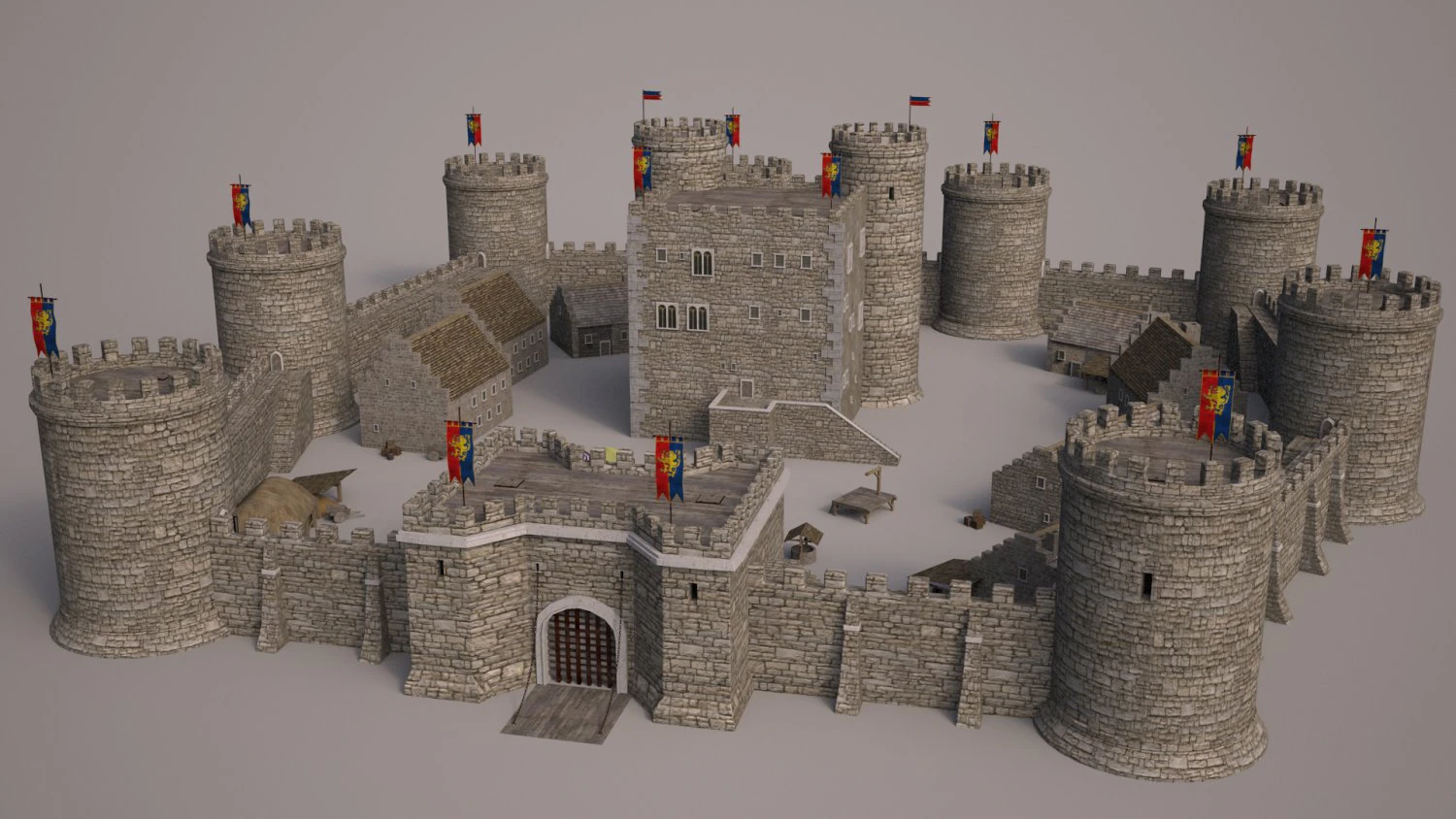 medieval castle set 3D Model .c4d .max .obj .3ds .fbx .stl .blend 