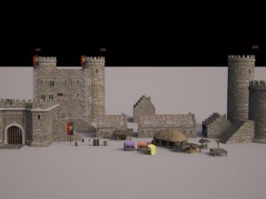 medieval castle set 3D Модель