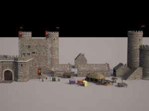 medieval castle set 3D Model