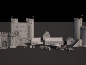 medieval castle set 3D Model