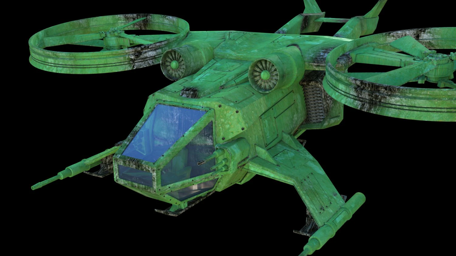 battle scifi helicopter 3D Model .c4d .max .obj .3ds .fbx .stl .blend