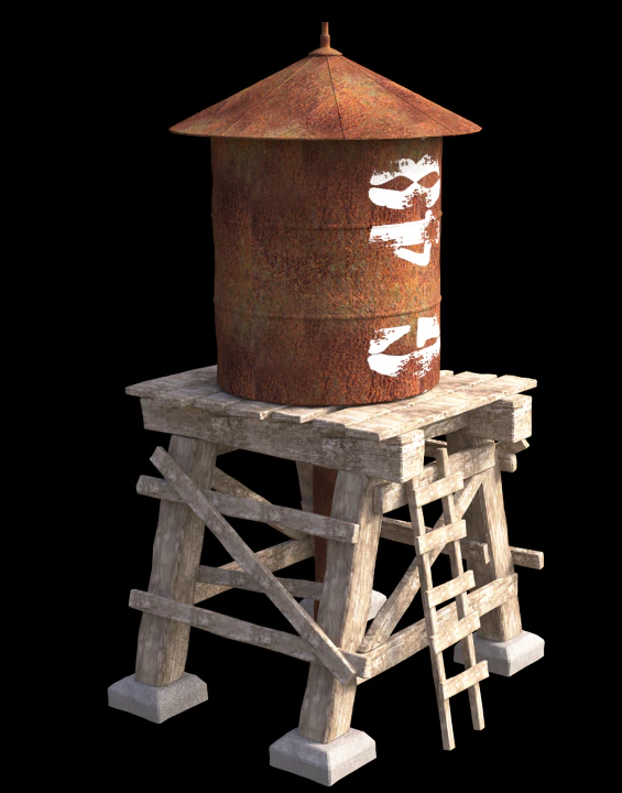 water tank 3D Model .c4d .max .obj .3ds .fbx .stl .blend